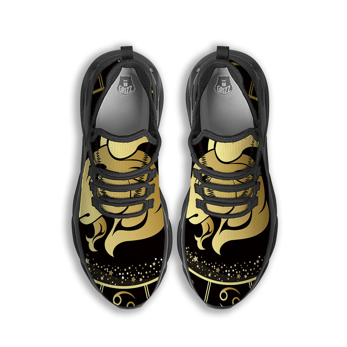 Capricorn Sign Black And Gold Print Black Running Shoes-grizzshop