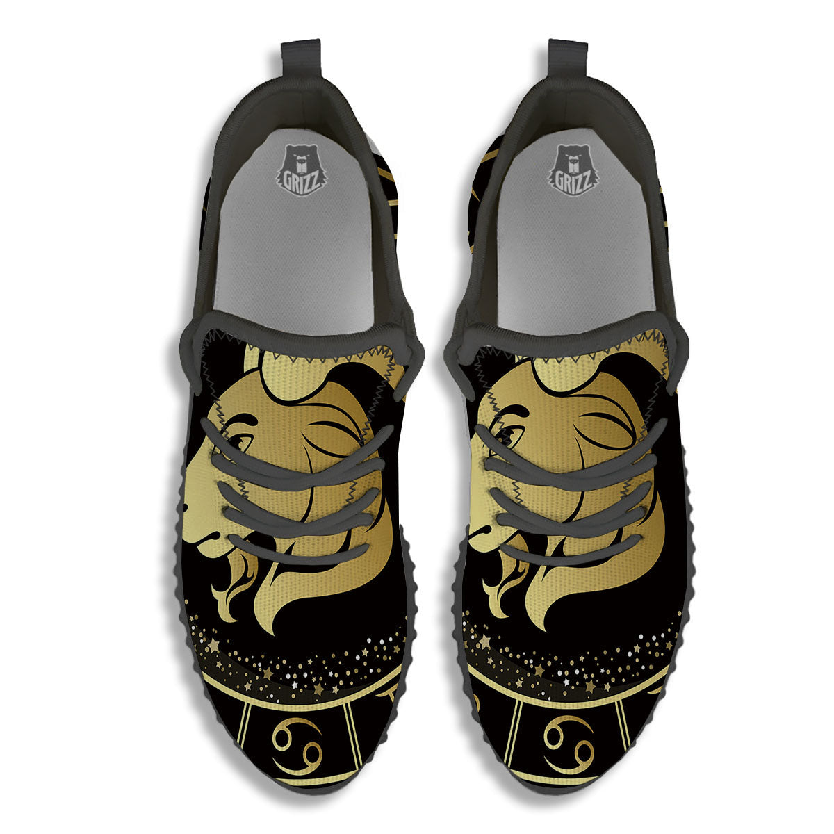 Capricorn Sign Black And Gold Print Black Walking Shoes-grizzshop