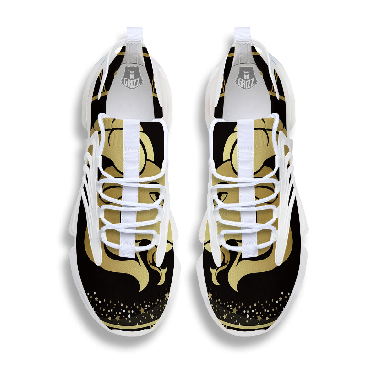 Capricorn Sign Black And Gold Print White Gym Shoes-grizzshop
