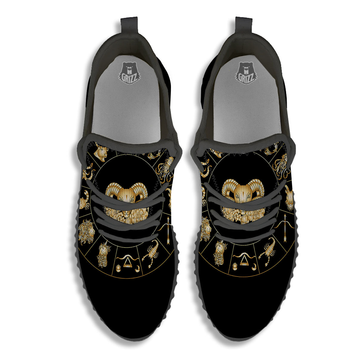 Capricorn Sign Fantasy Print Black Walking Shoes-grizzshop