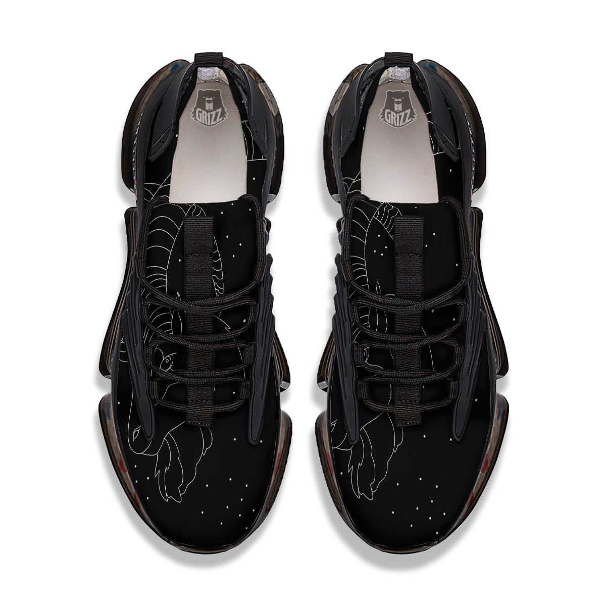 Capricorn Sign White And Black Print Black Gym Shoes-grizzshop