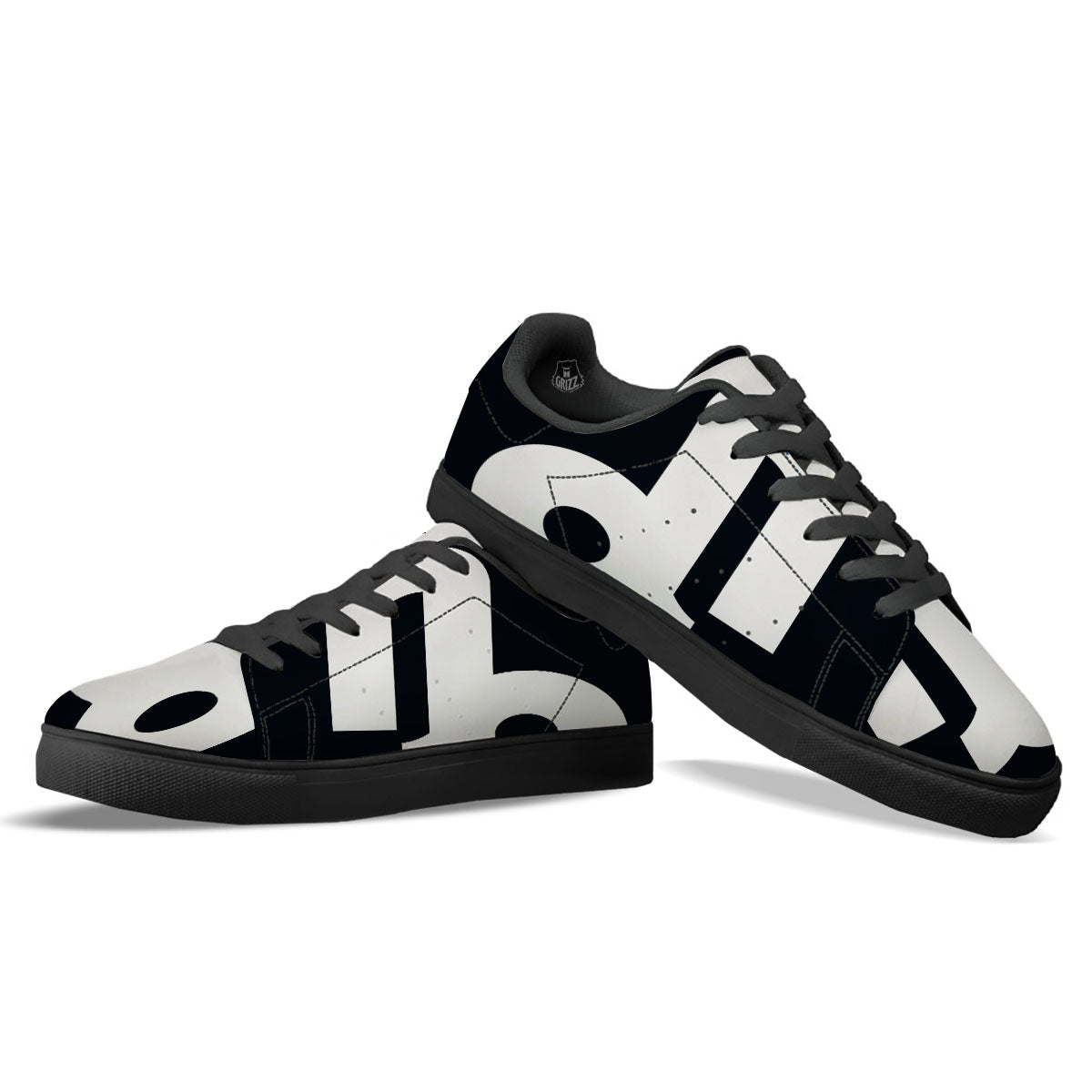 Capricorn Sign Zodiac White And Black Print Black Low Top Sneakers-grizzshop