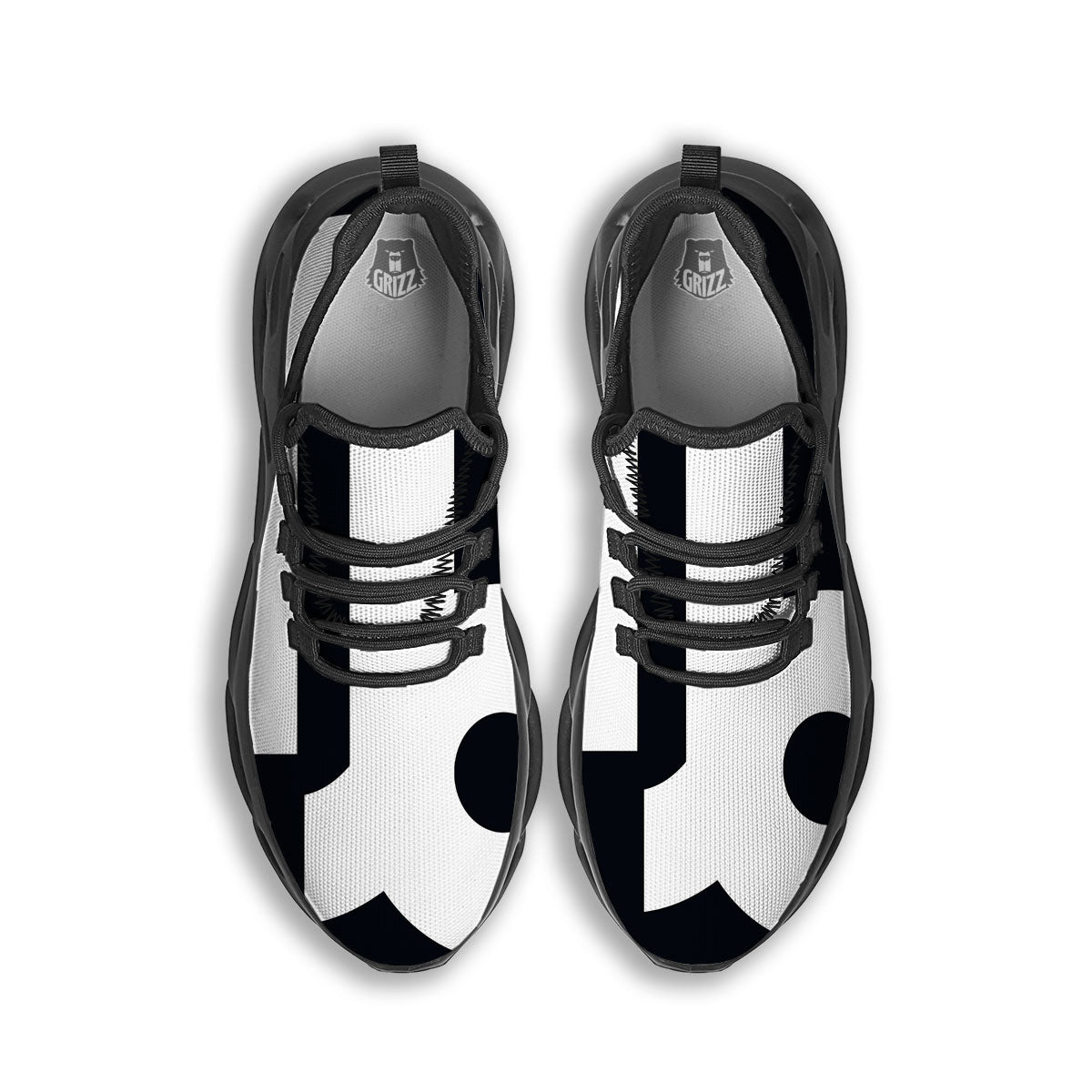 Capricorn Sign Zodiac White And Black Print Black Running Shoes-grizzshop