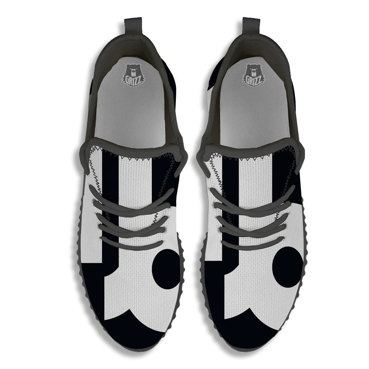Capricorn Sign Zodiac White And Black Print Black Walking Shoes-grizzshop