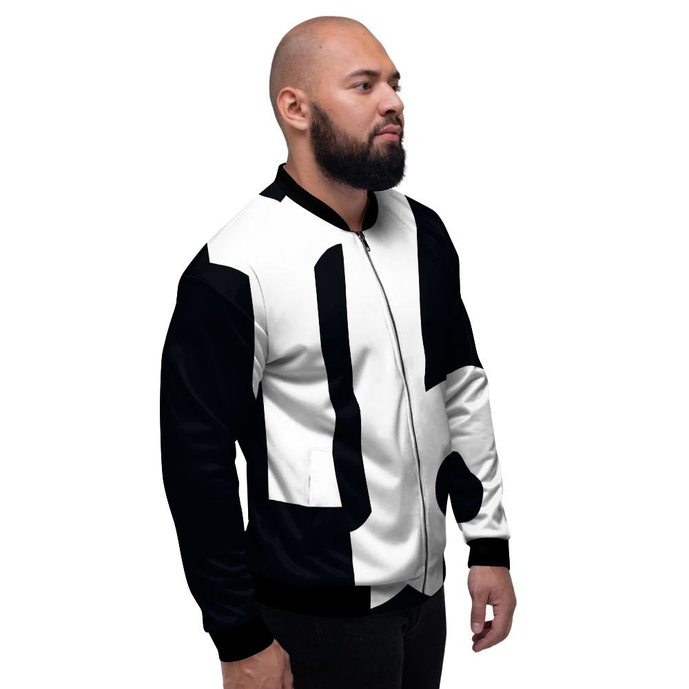 Capricorn Sign Zodiac White And Black Print Men's Bomber Jacket-grizzshop