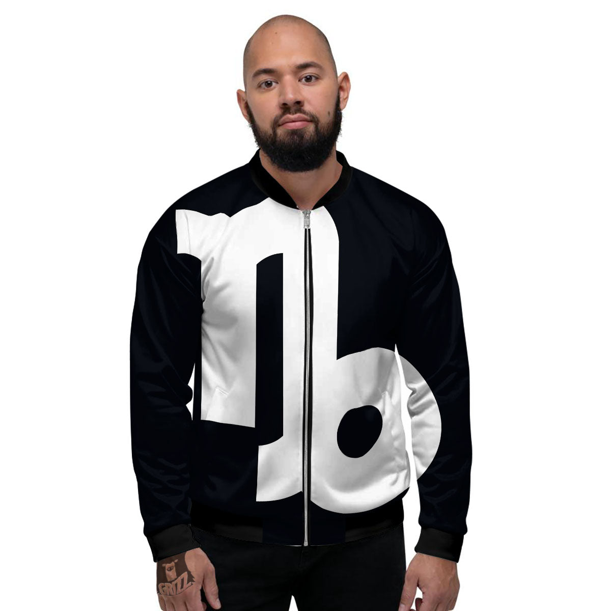 Capricorn Sign Zodiac White And Black Print Men's Bomber Jacket-grizzshop