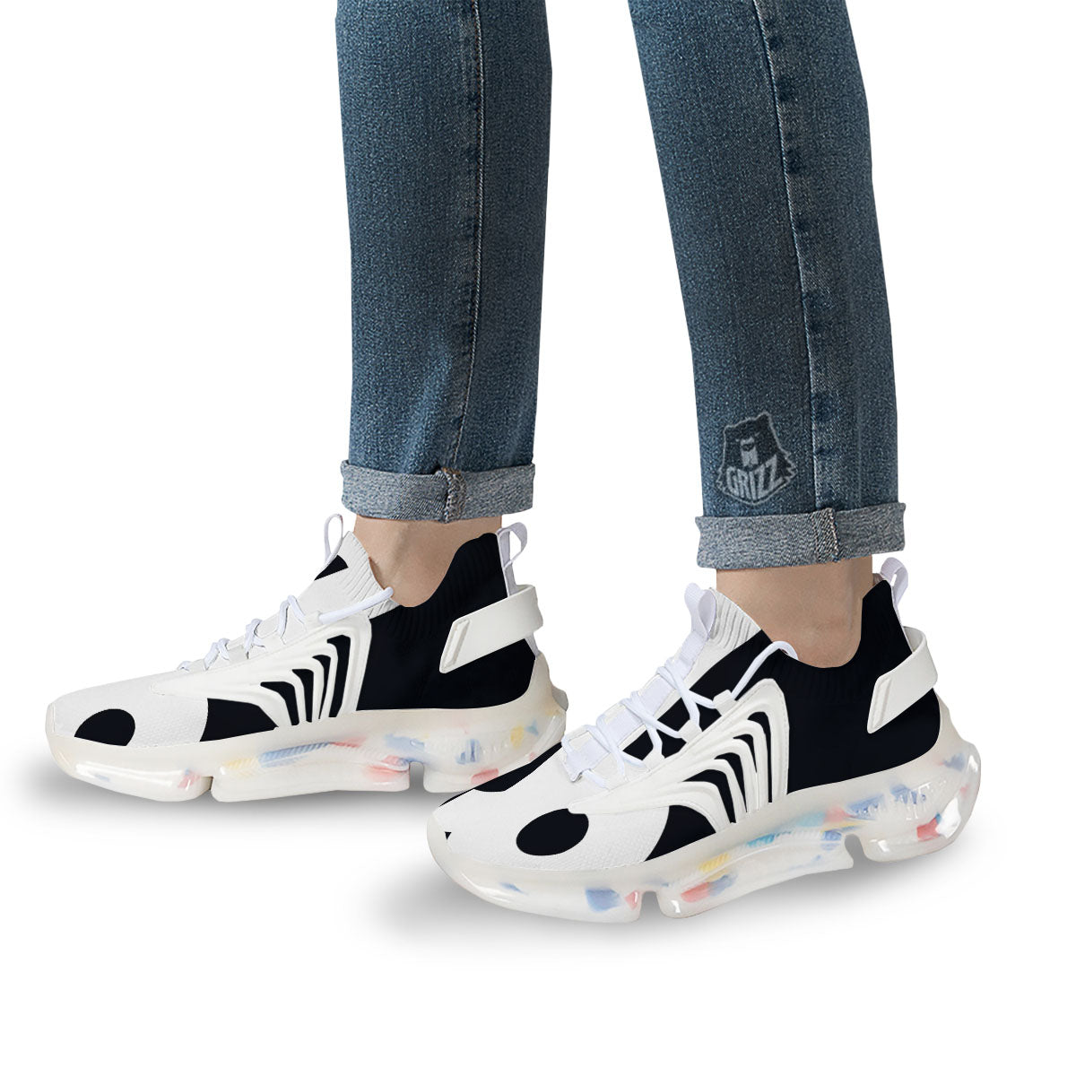 Capricorn Sign Zodiac White And Black Print White Gym Shoes-grizzshop