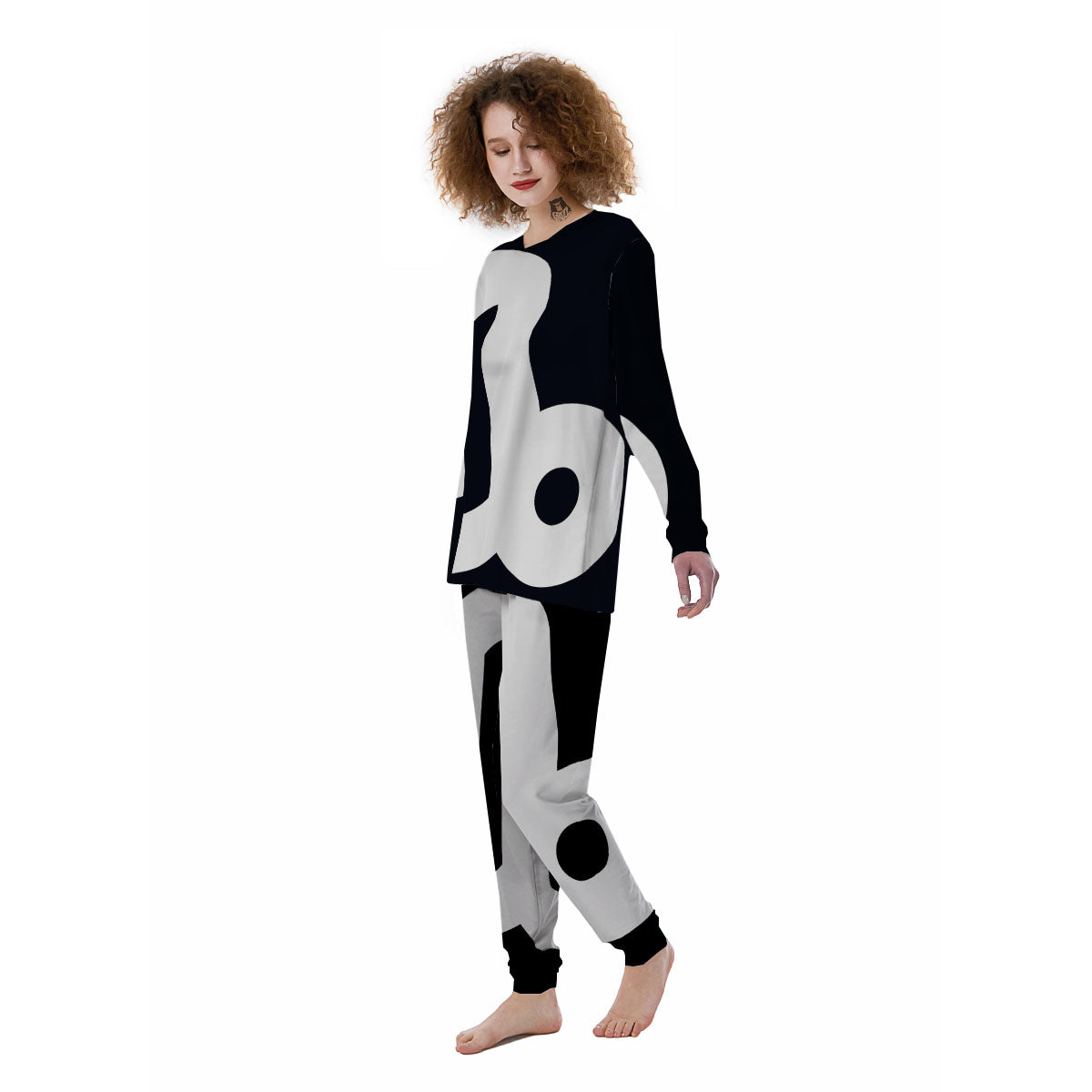 Capricorn Sign Zodiac White And Black Print Women's Pajamas-grizzshop