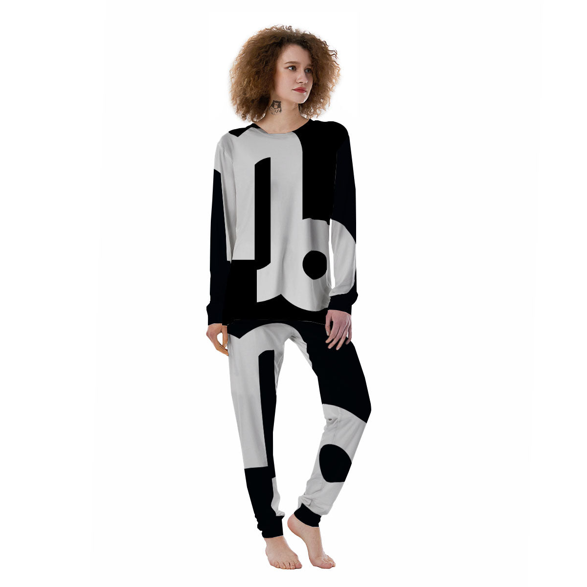 Capricorn Sign Zodiac White And Black Print Women's Pajamas-grizzshop