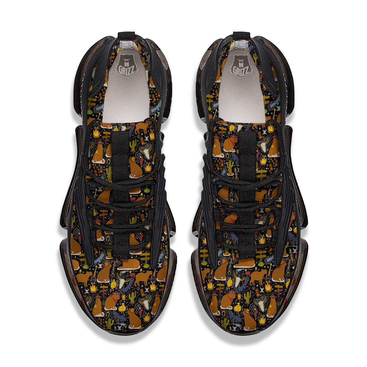 Capybaras Print Pattern Black Gym Shoes-grizzshop