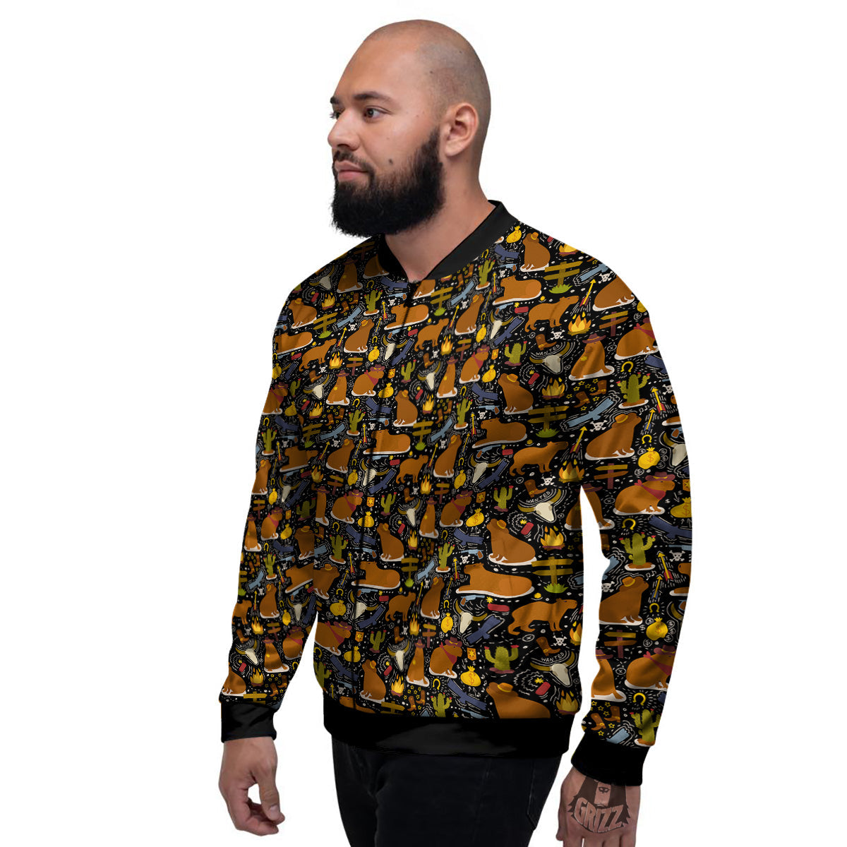 Capybaras Print Pattern Men's Bomber Jacket-grizzshop