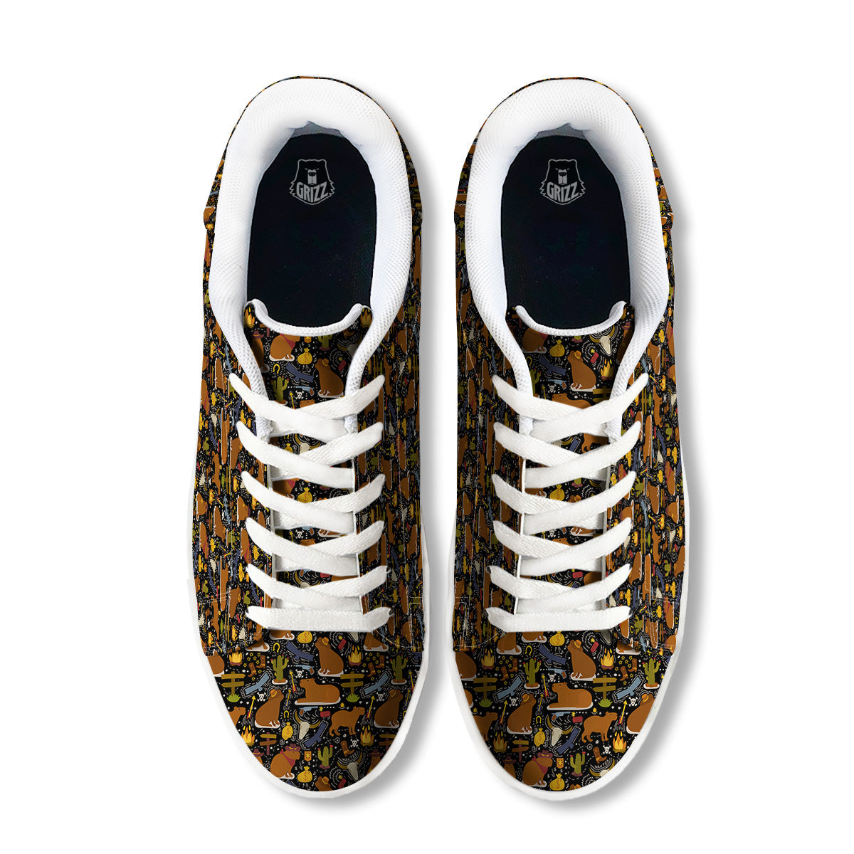 Capybaras Print Pattern White Low Top Sneakers-grizzshop