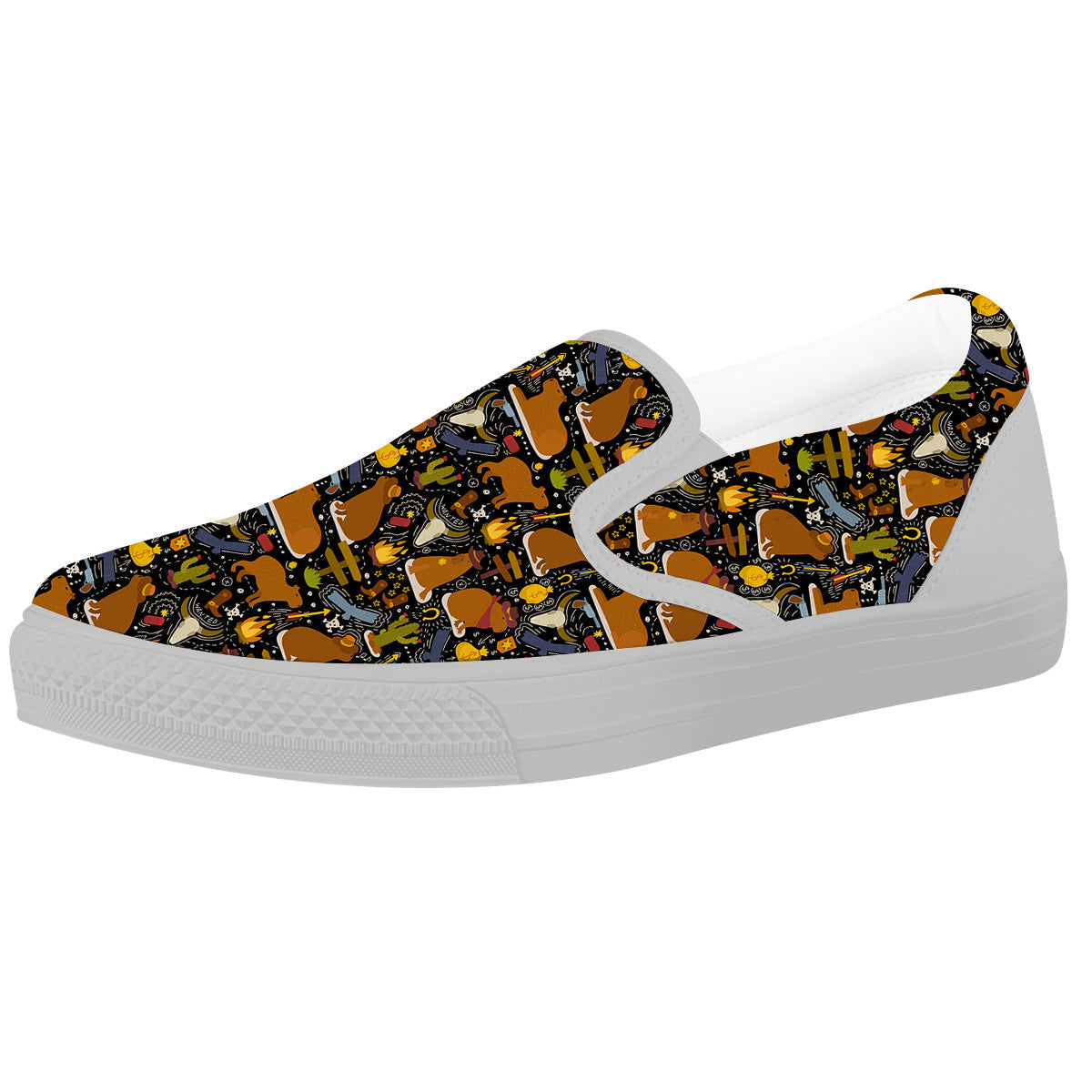 Capybaras Print Pattern White Slip On Shoes-grizzshop