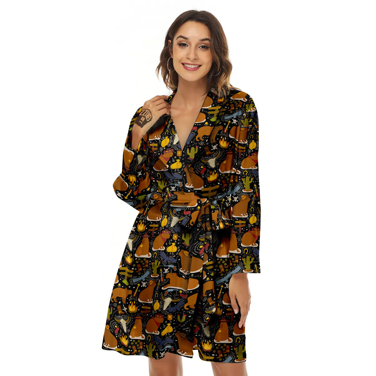 Capybaras Print Pattern Women's Robe-grizzshop