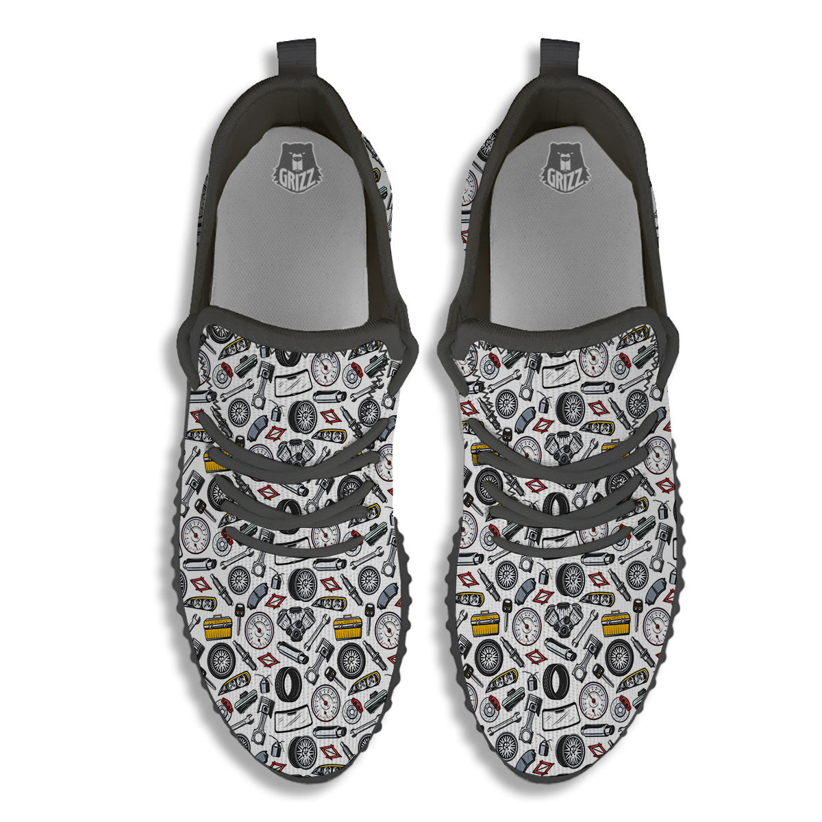 Car Vehicle Accessories Print Pattern Black Walking Shoes-grizzshop