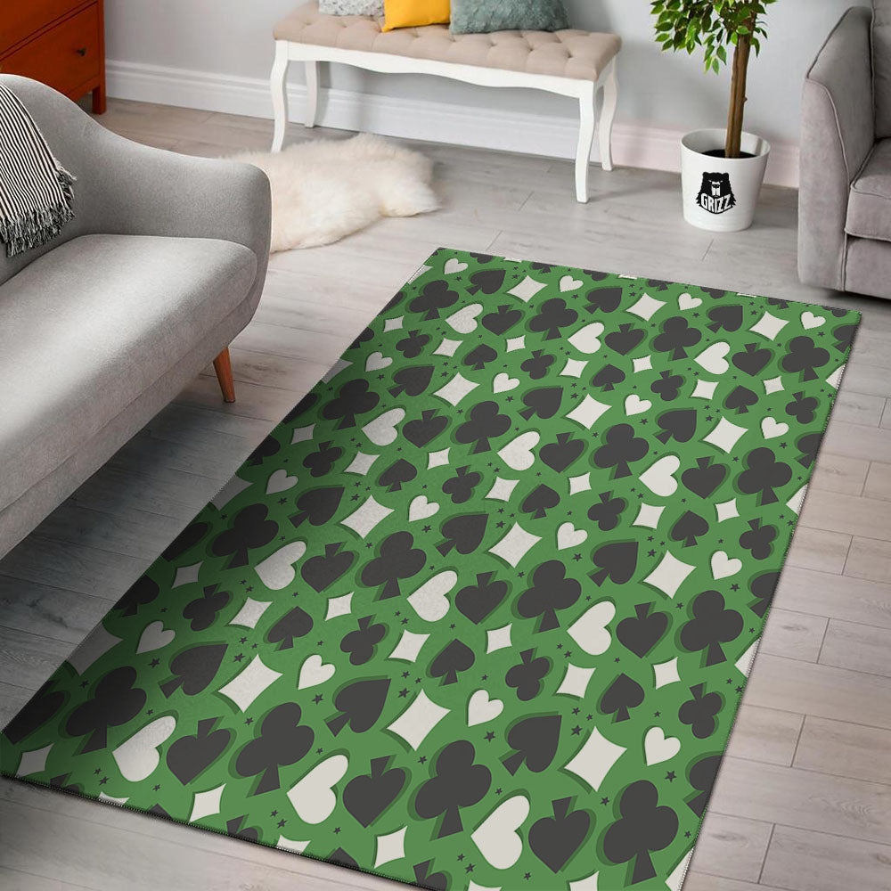 Card Suits Green Playing Print Pattern Floor Mat-grizzshop