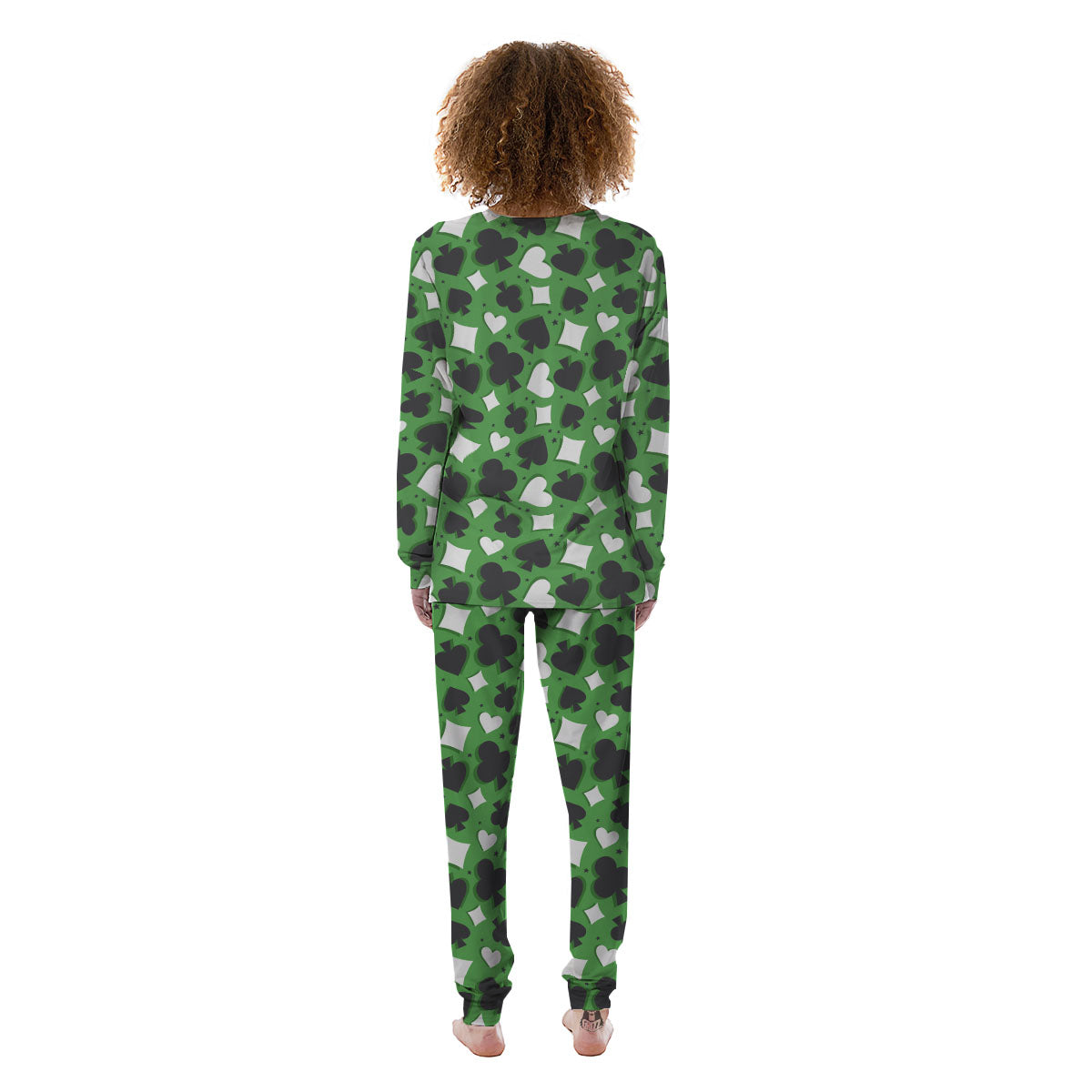 Card Suits Green Playing Print Pattern Women's Pajamas-grizzshop