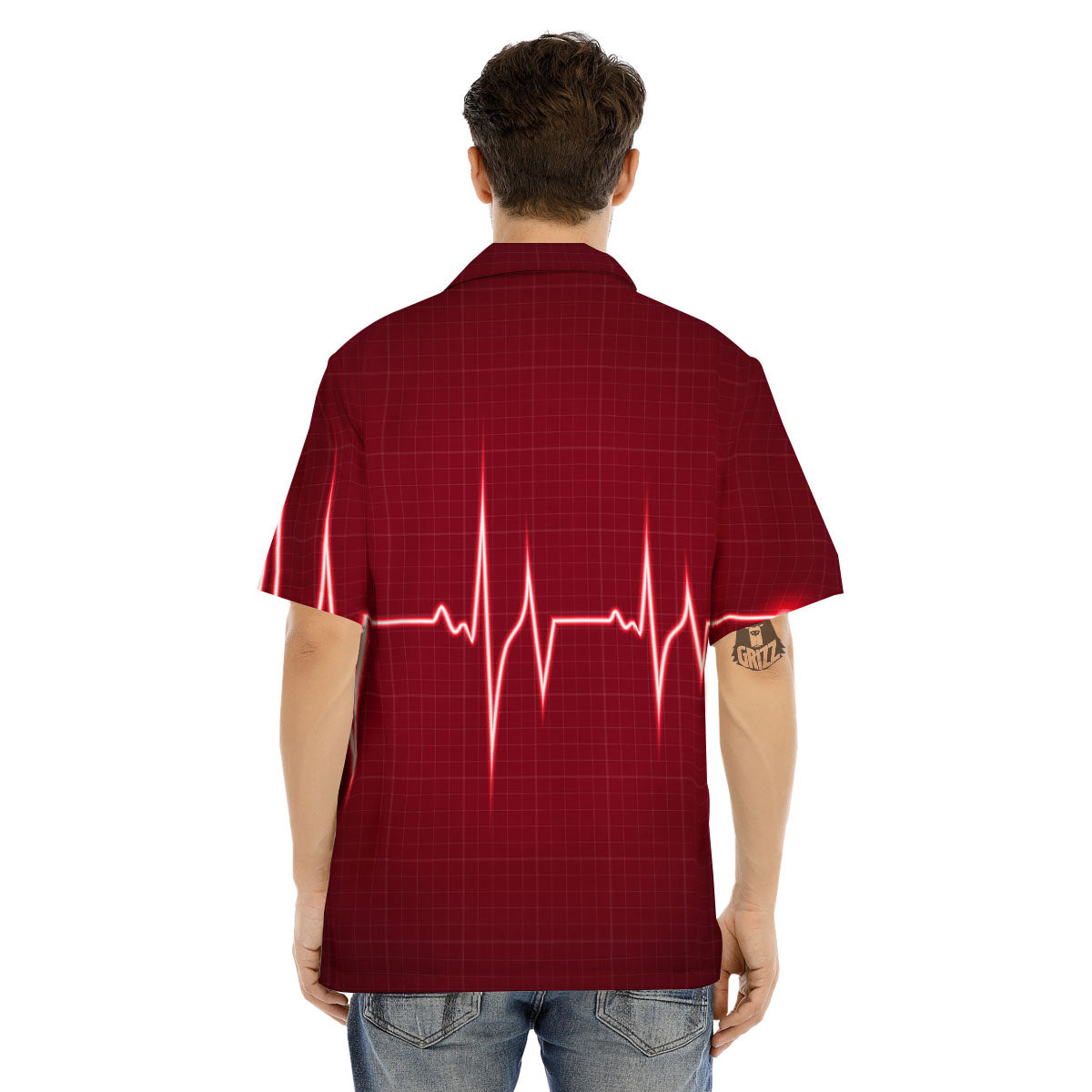 Cardiogram Heartbeat Print Men's Hawaiian Shirt-grizzshop
