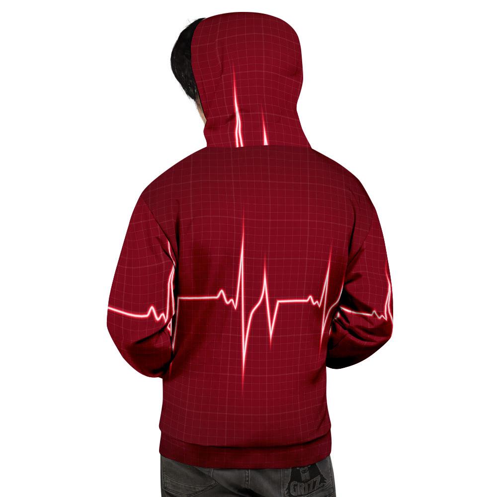 Cardiogram Heartbeat Print Men's Hoodie-grizzshop