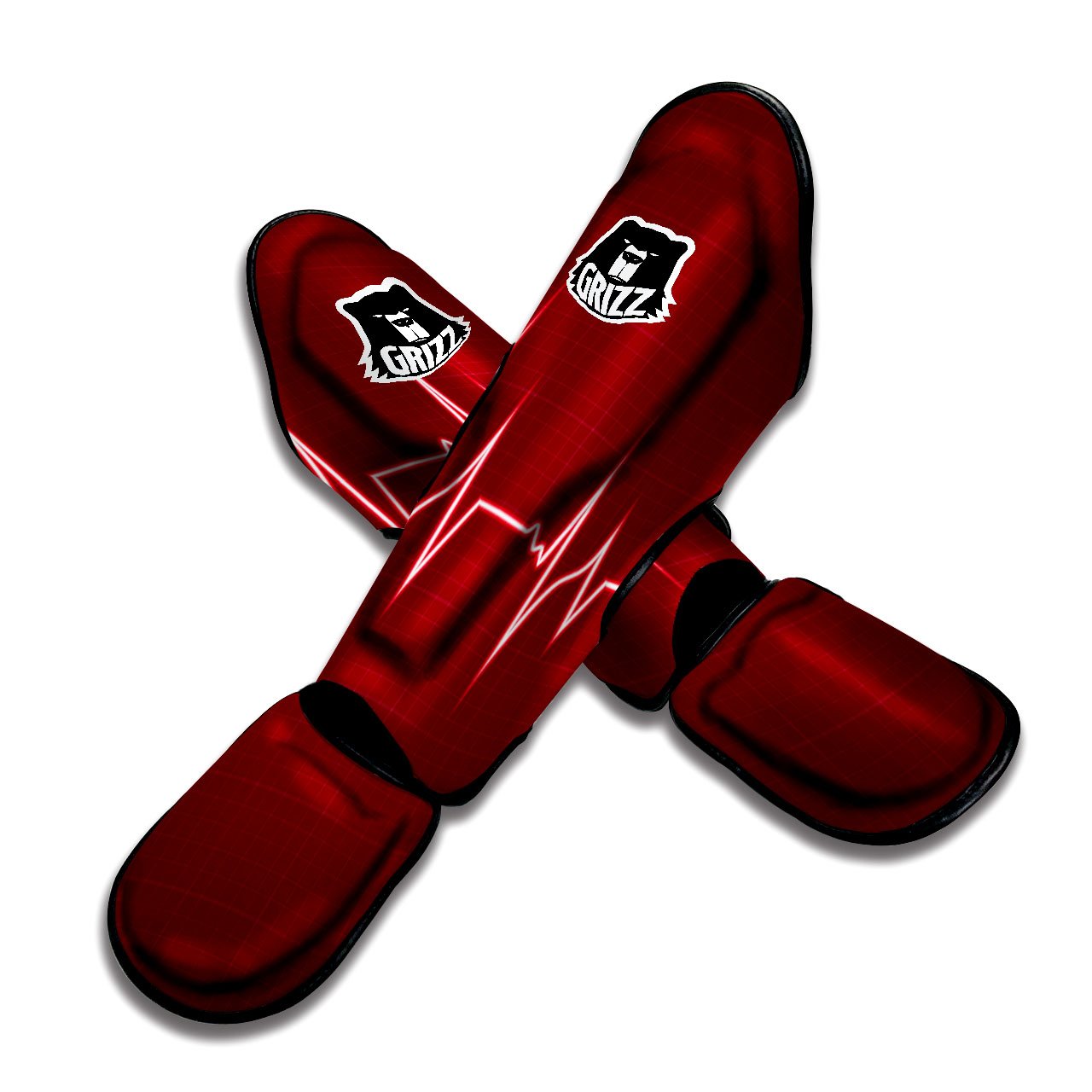 Cardiogram Heartbeat Print Muay Thai Shin Guards-grizzshop