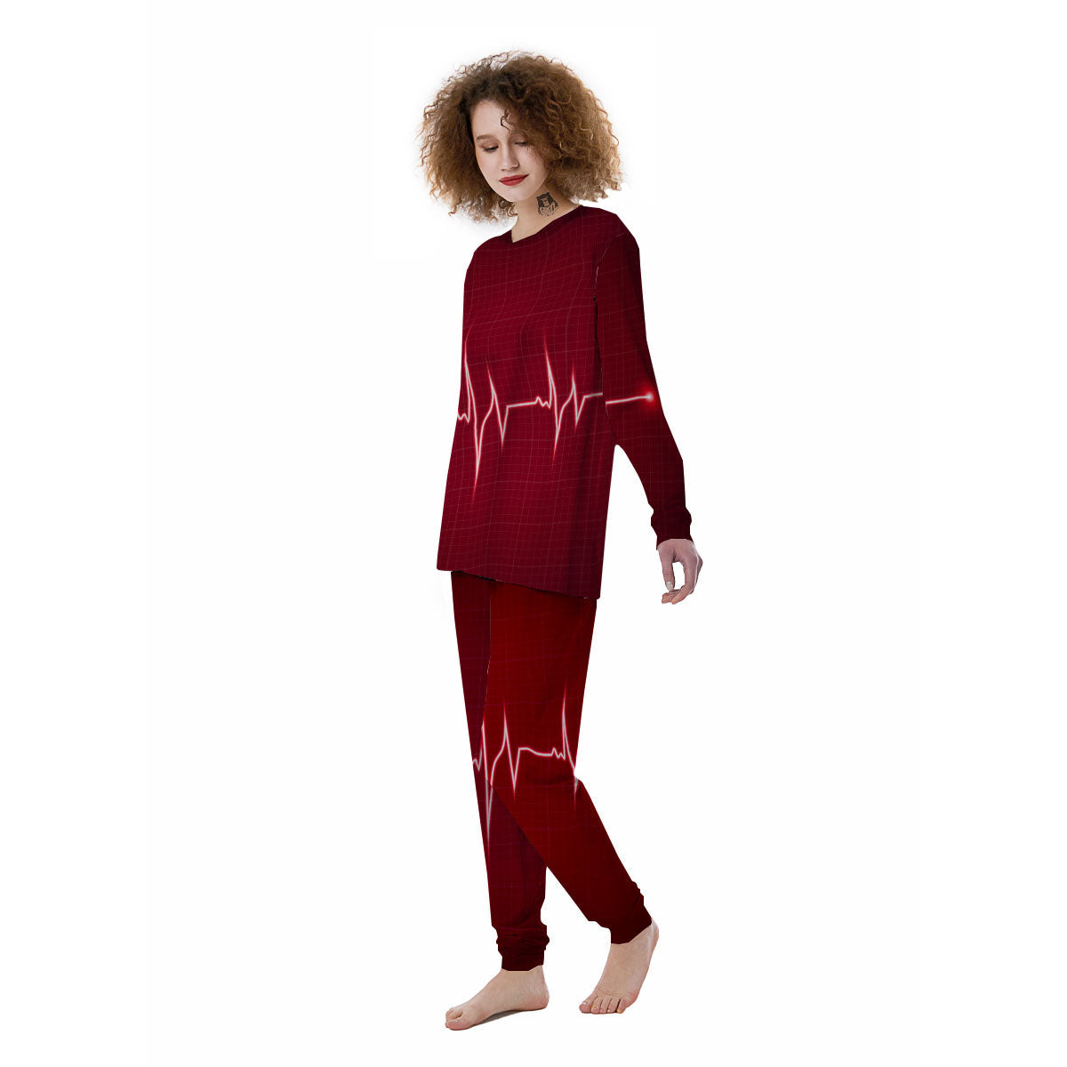 Cardiogram Heartbeat Print Women's Pajamas-grizzshop