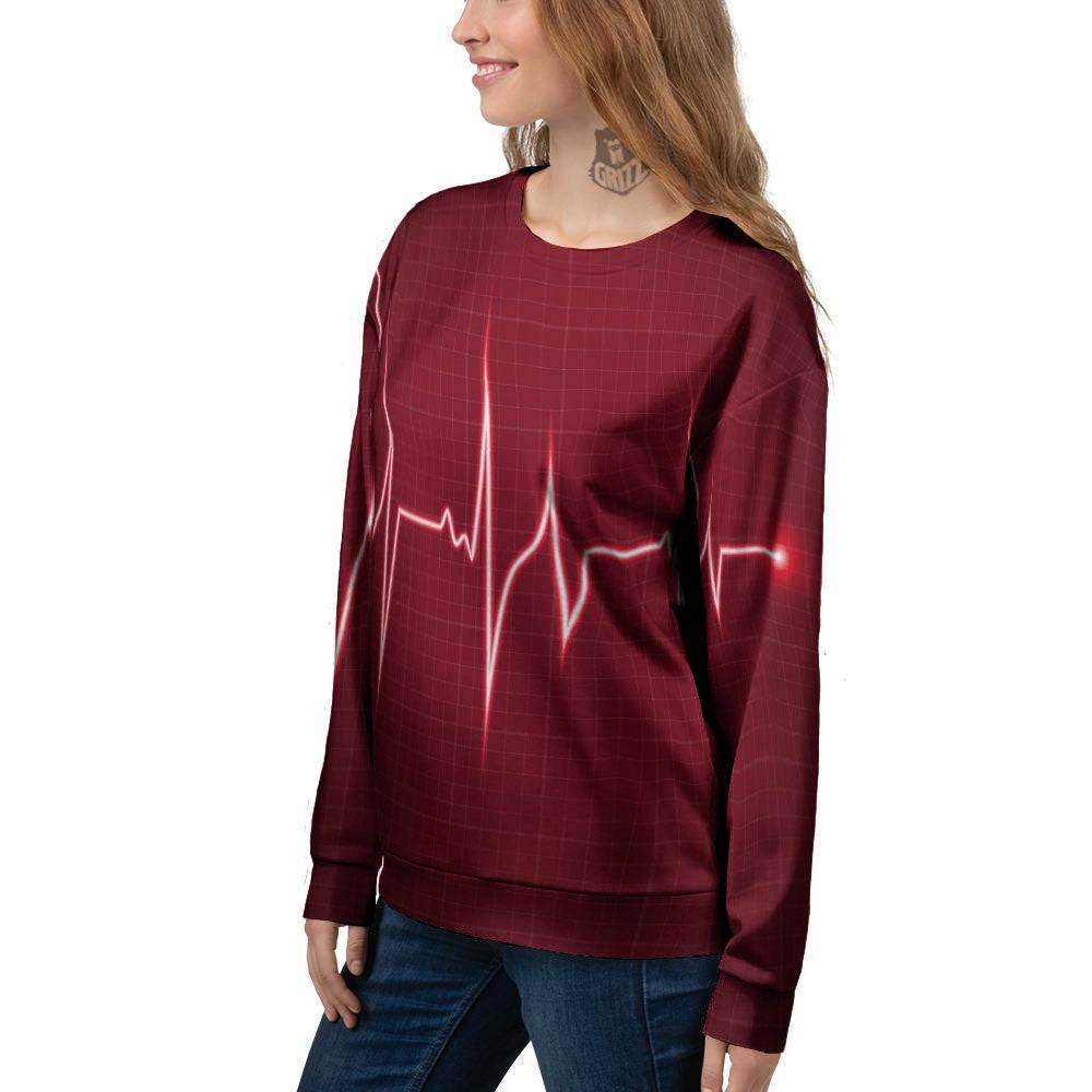 Cardiogram Heartbeat Print Women's Sweatshirt-grizzshop