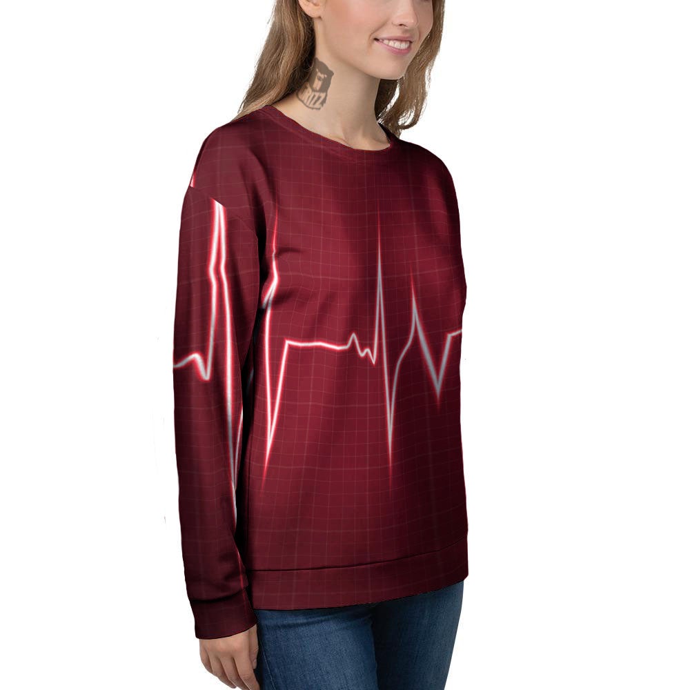 Cardiogram Heartbeat Print Women's Sweatshirt-grizzshop