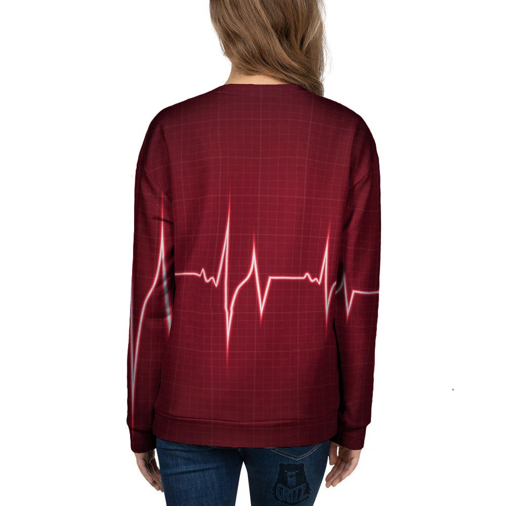 Cardiogram Heartbeat Print Women's Sweatshirt-grizzshop