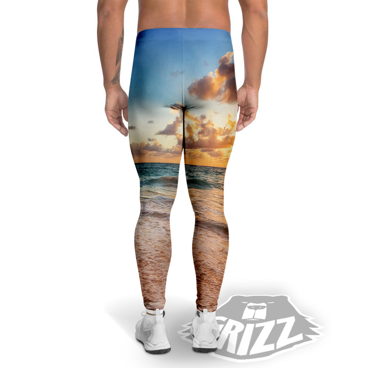 Caribbean Ocean Print Men's Leggings-grizzshop