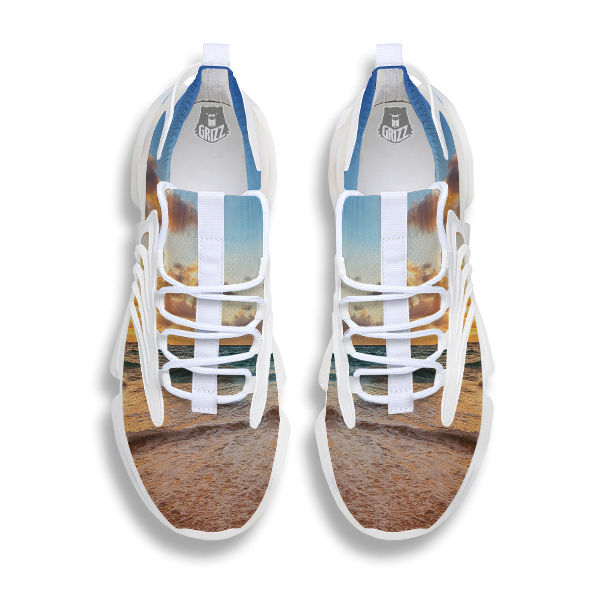 Caribbean Ocean Print White Gym Shoes-grizzshop