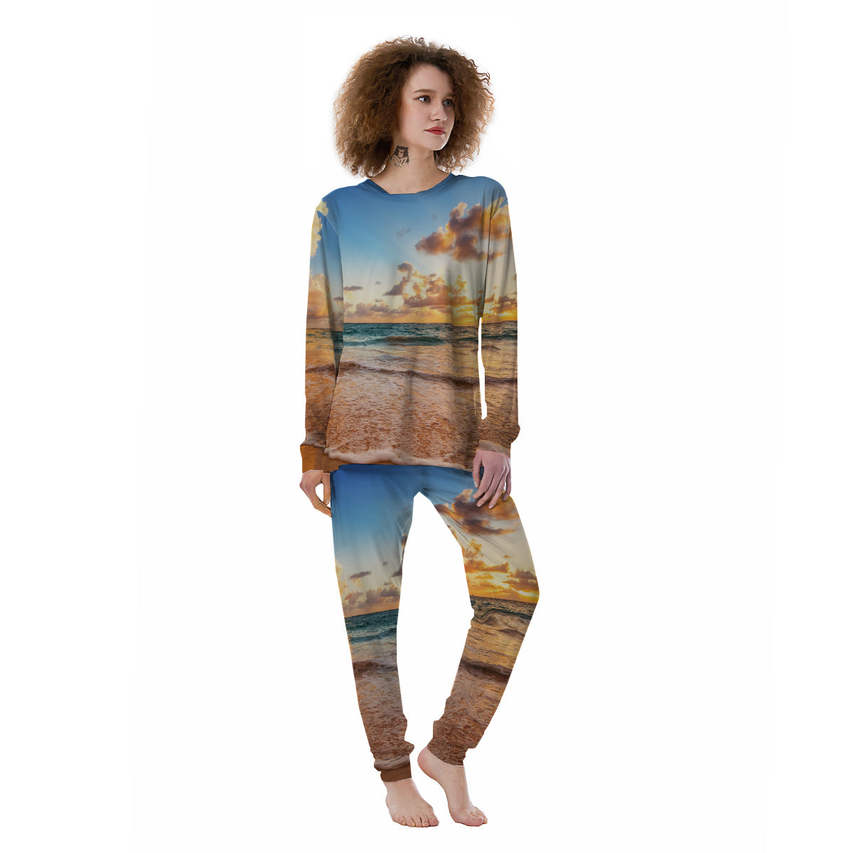 Caribbean Ocean Print Women's Pajamas-grizzshop