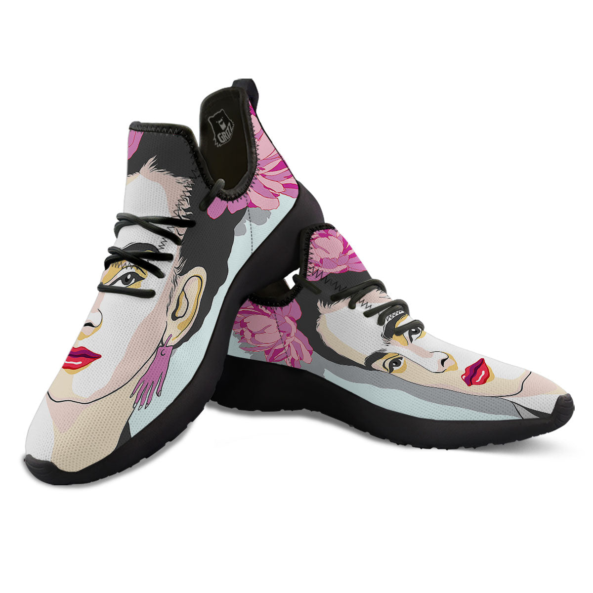 Carmen Frida Kahlo Magdalena Print Black Athletic Shoes-grizzshop