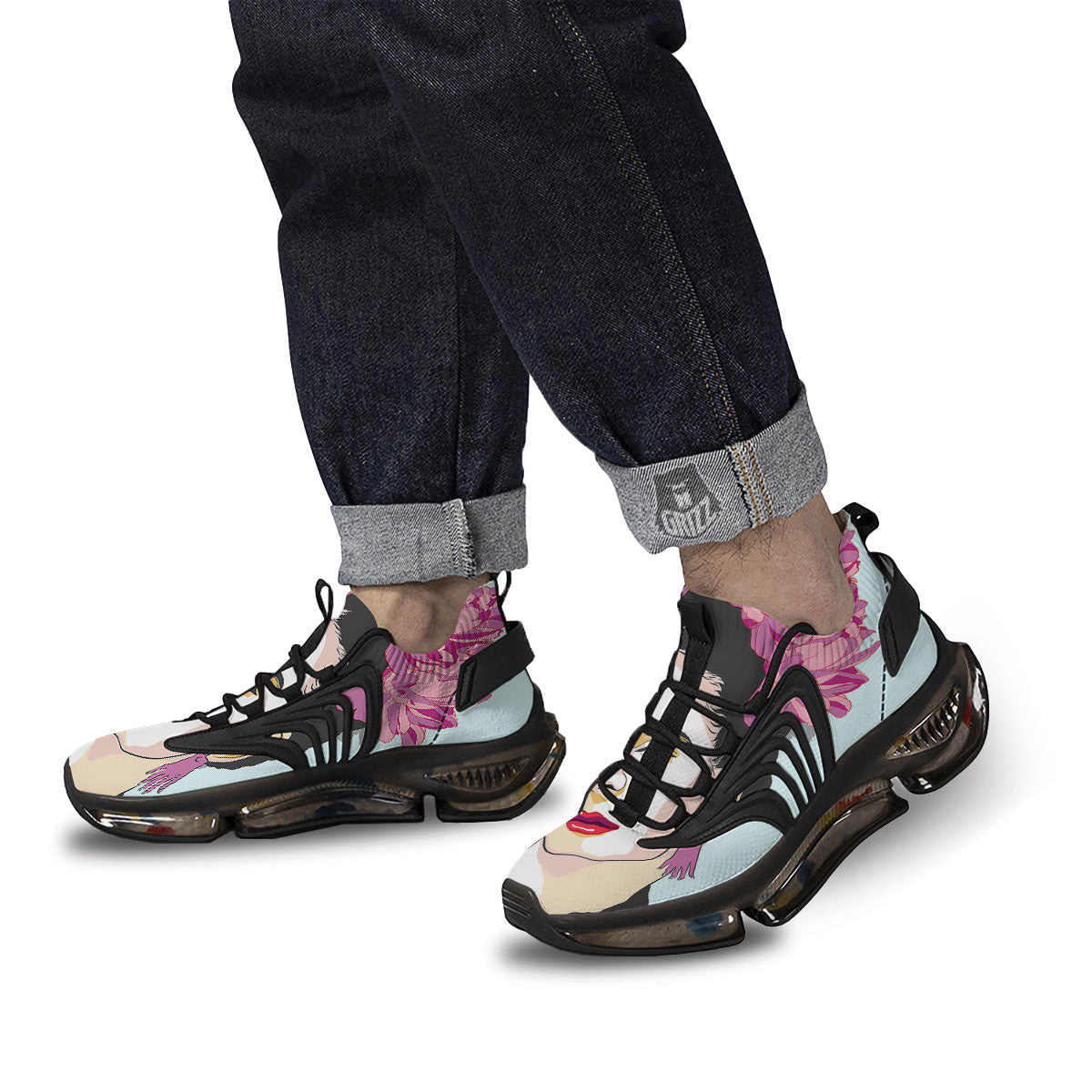 Carmen Frida Kahlo Magdalena Print Black Gym Shoes-grizzshop