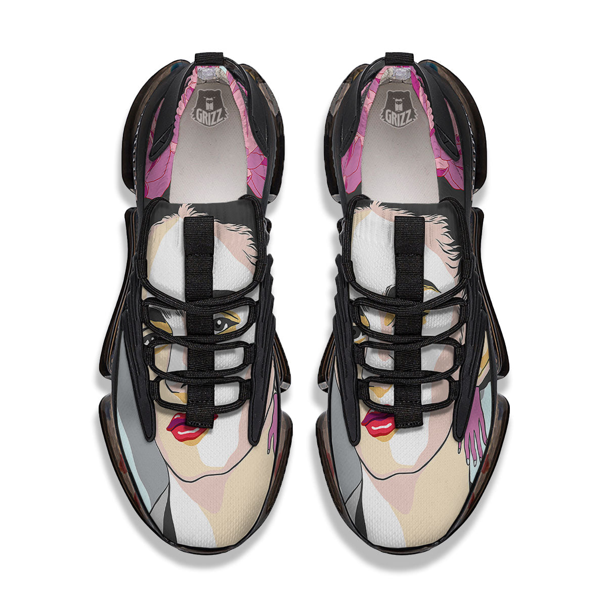 Carmen Frida Kahlo Magdalena Print Black Gym Shoes-grizzshop