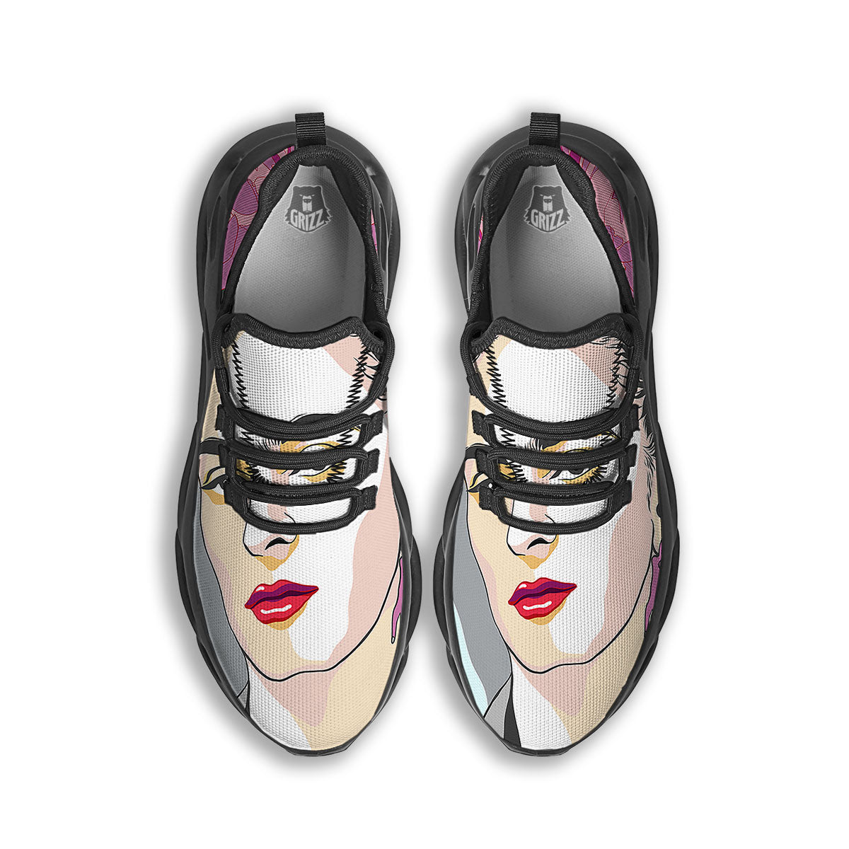 Carmen Frida Kahlo Magdalena Print Black Running Shoes-grizzshop