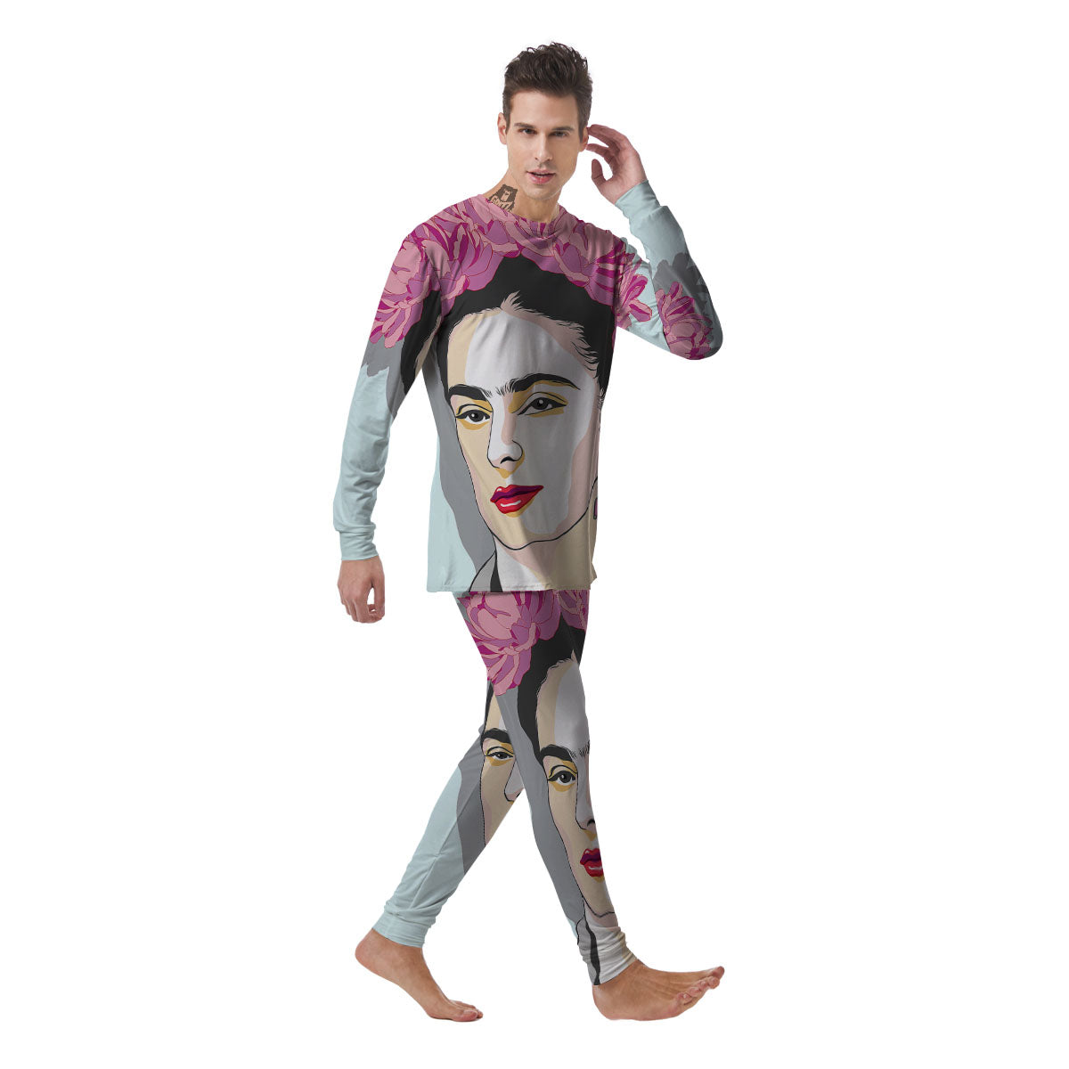 Carmen Frida Kahlo Magdalena Print Men's Pajamas-grizzshop