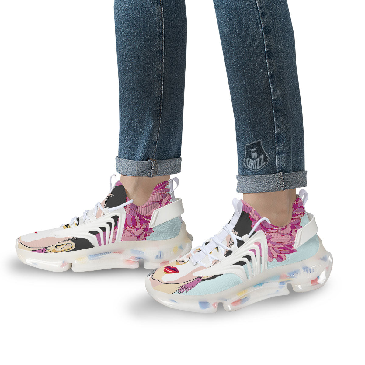 Carmen Frida Kahlo Magdalena Print White Gym Shoes-grizzshop