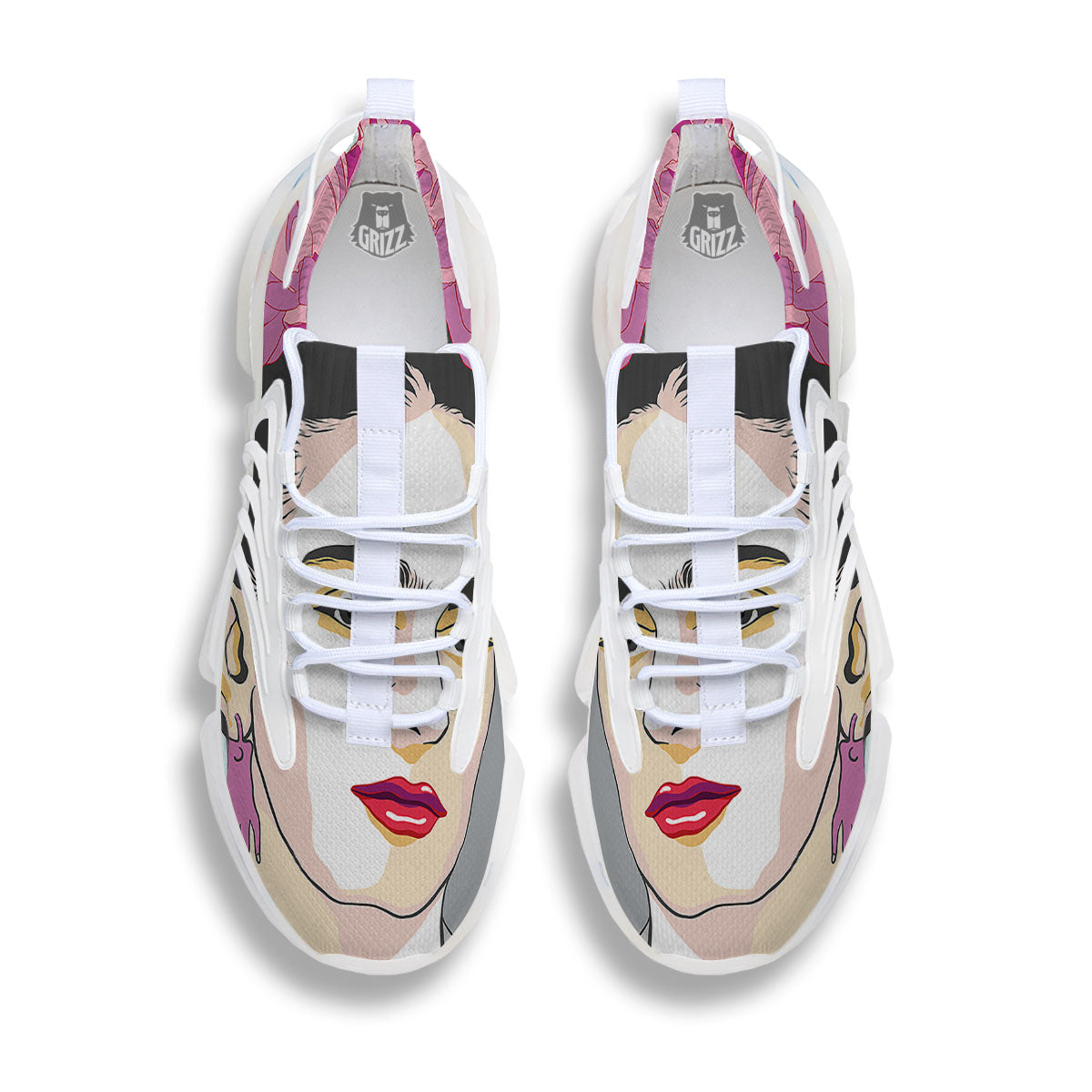 Carmen Frida Kahlo Magdalena Print White Gym Shoes-grizzshop