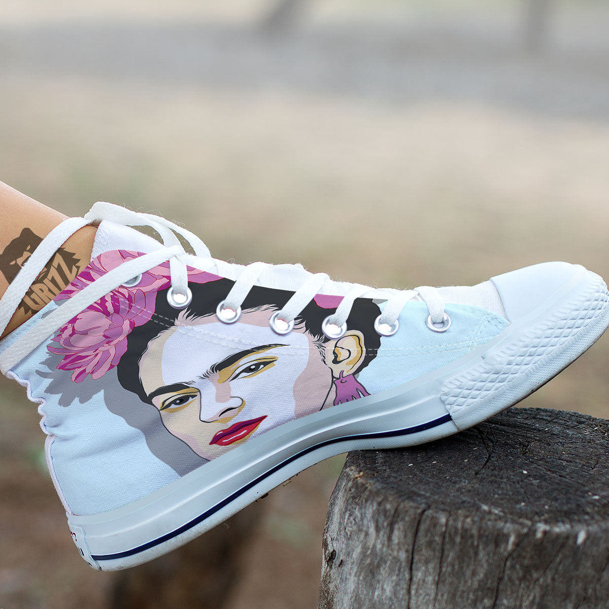 Carmen Frida Kahlo Magdalena Print White High Top Shoes-grizzshop