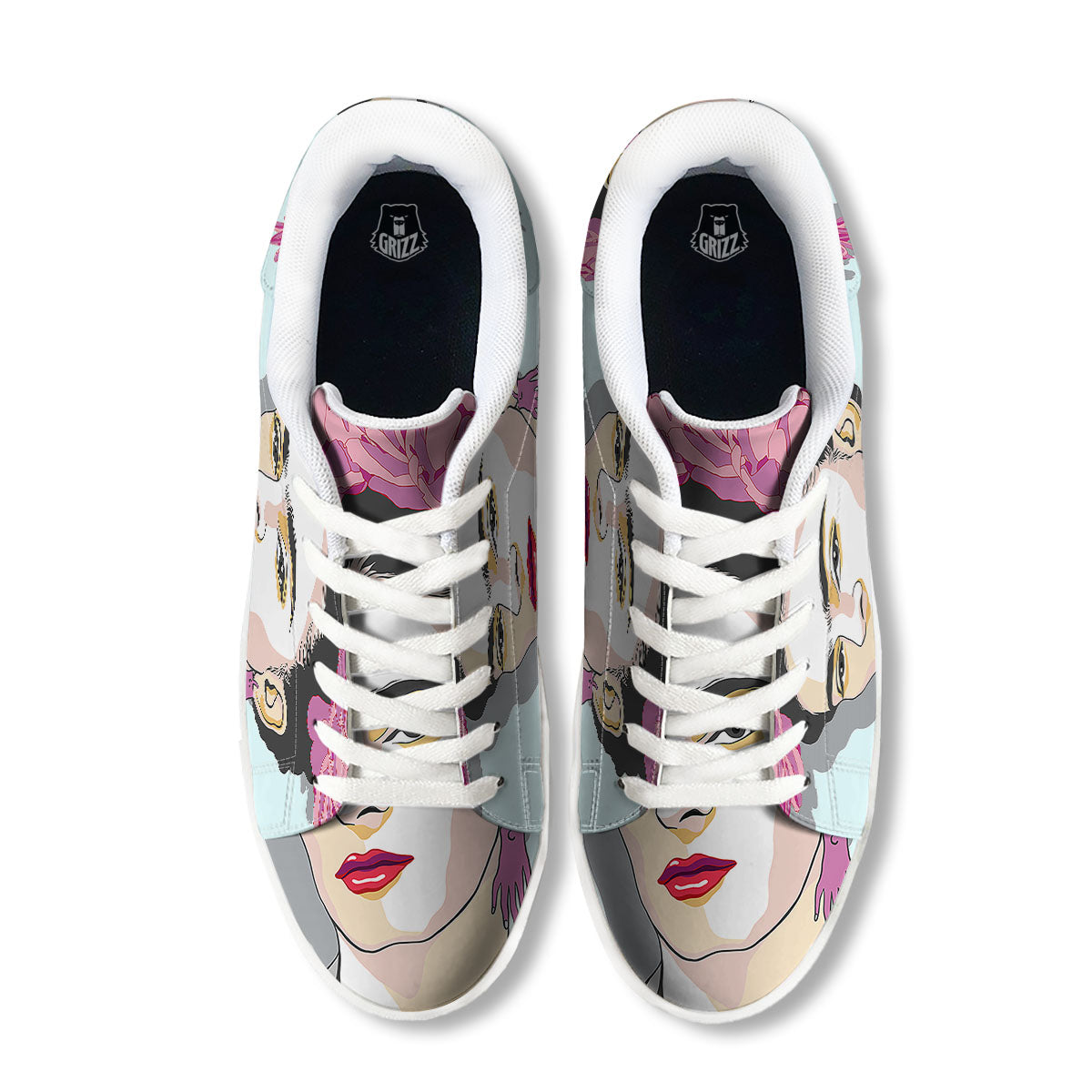 Carmen Frida Kahlo Magdalena Print White Low Top Sneakers-grizzshop