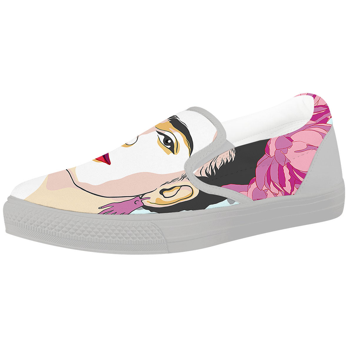 Carmen Frida Kahlo Magdalena Print White Slip On Shoes-grizzshop