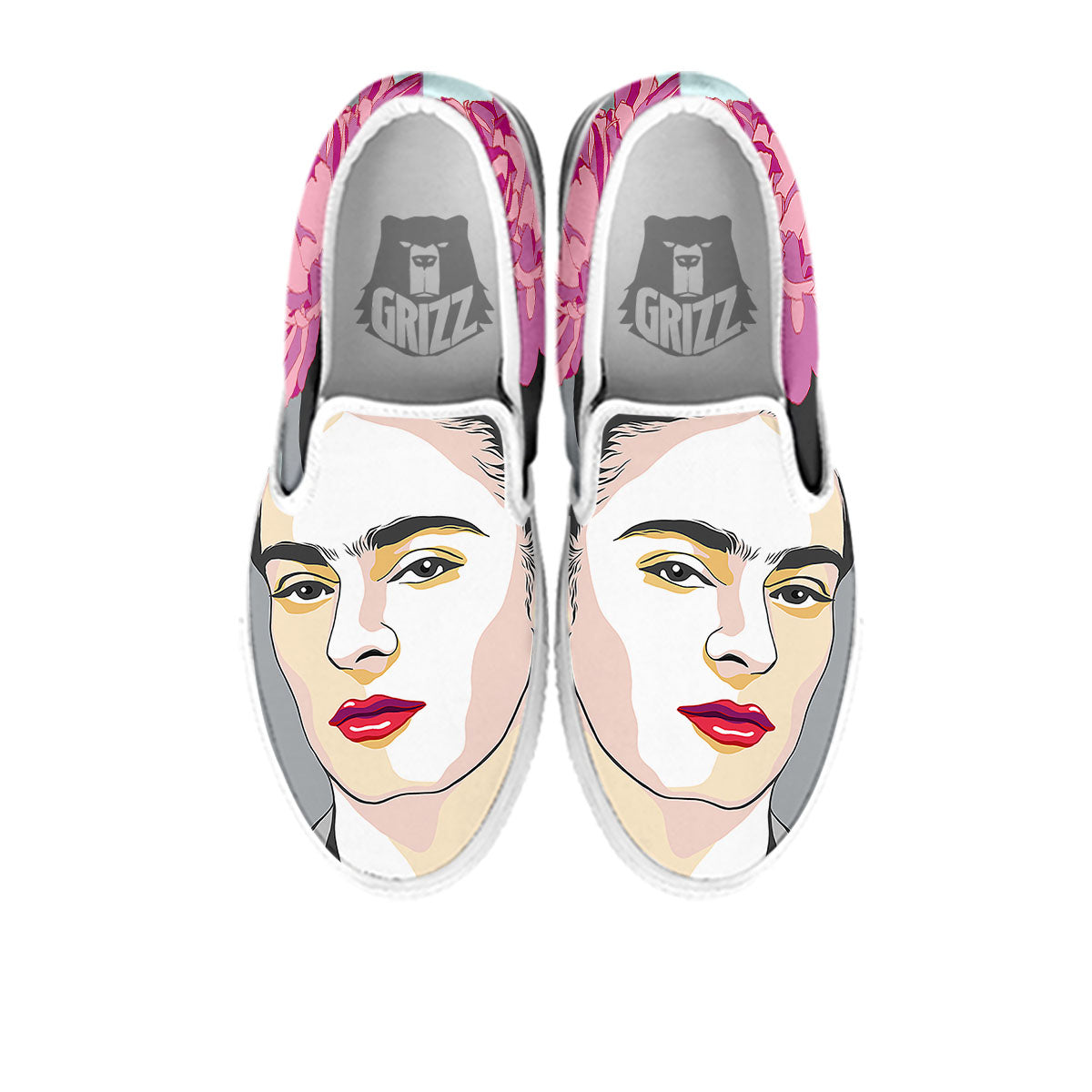 Carmen Frida Kahlo Magdalena Print White Slip On Shoes-grizzshop