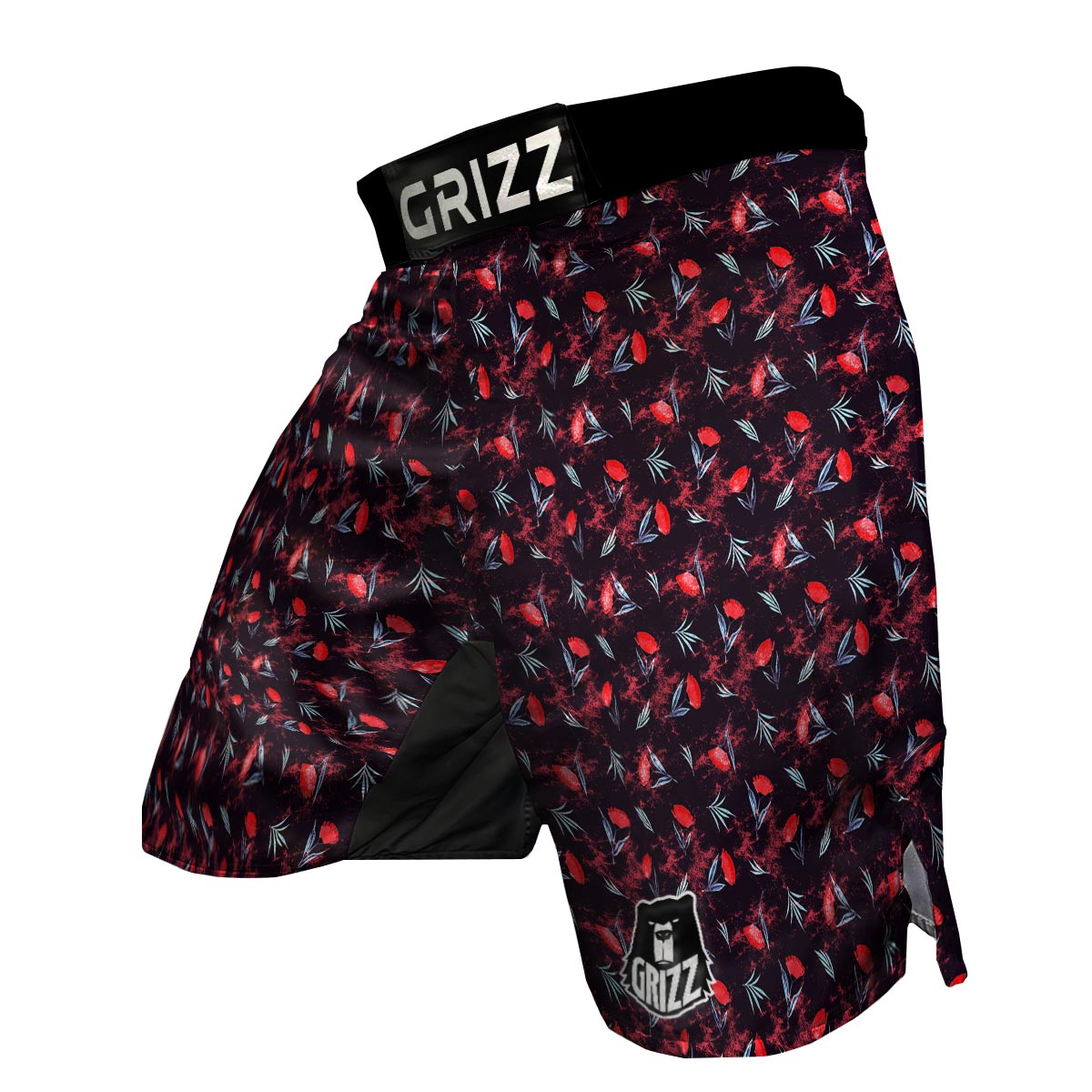 Carnation Black And Red Print Pattern MMA Shorts-grizzshop