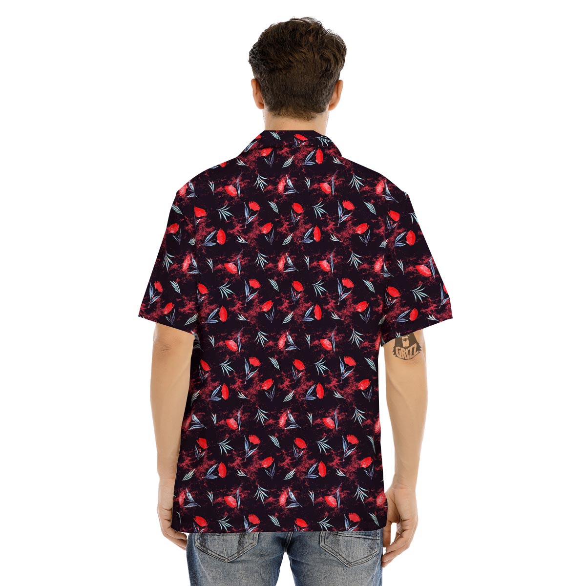 Carnation Black And Red Print Pattern Men's Hawaiian Shirt-grizzshop