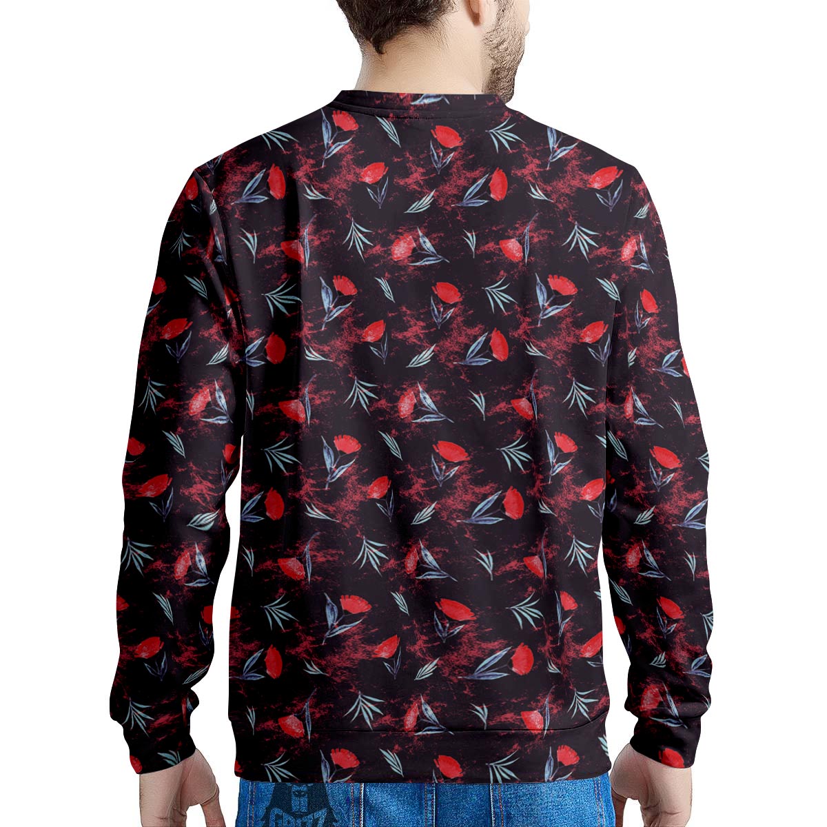 Carnation Black And Red Print Pattern Men's Sweatshirt-grizzshop