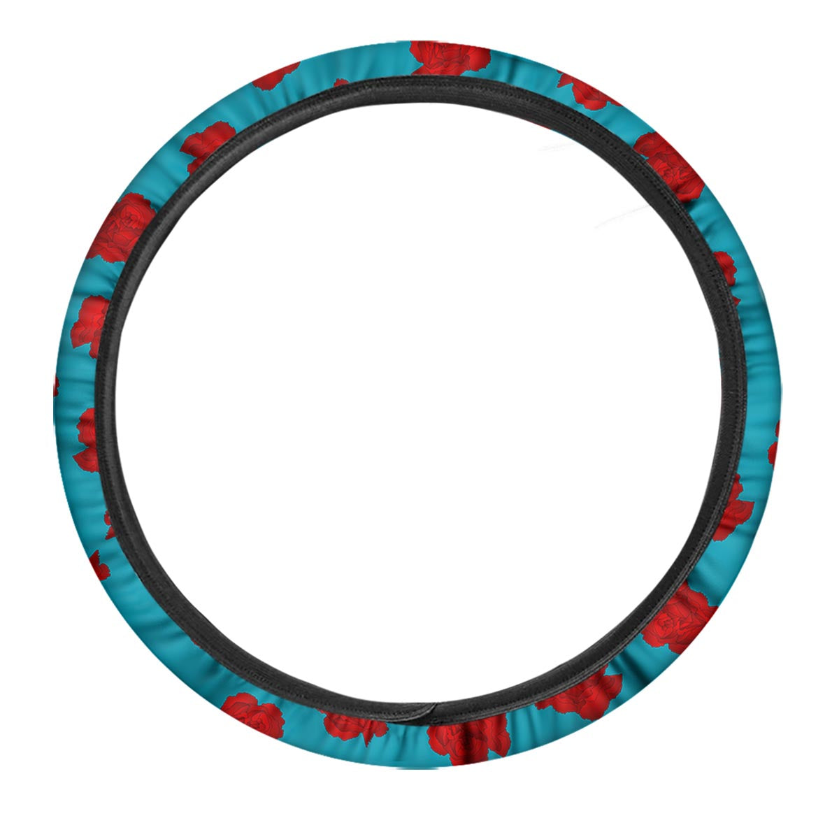 Carnation Blue And Red Print Pattern Car Steering Wheel Cover-grizzshop