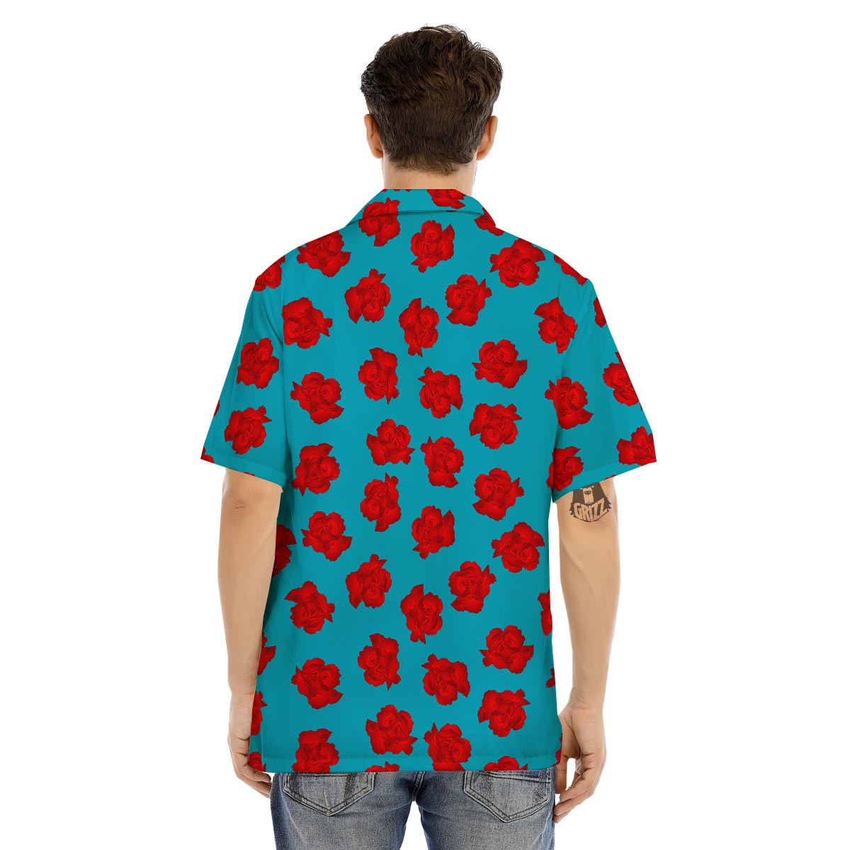 Carnation Blue And Red Print Pattern Men's Hawaiian Shirt-grizzshop