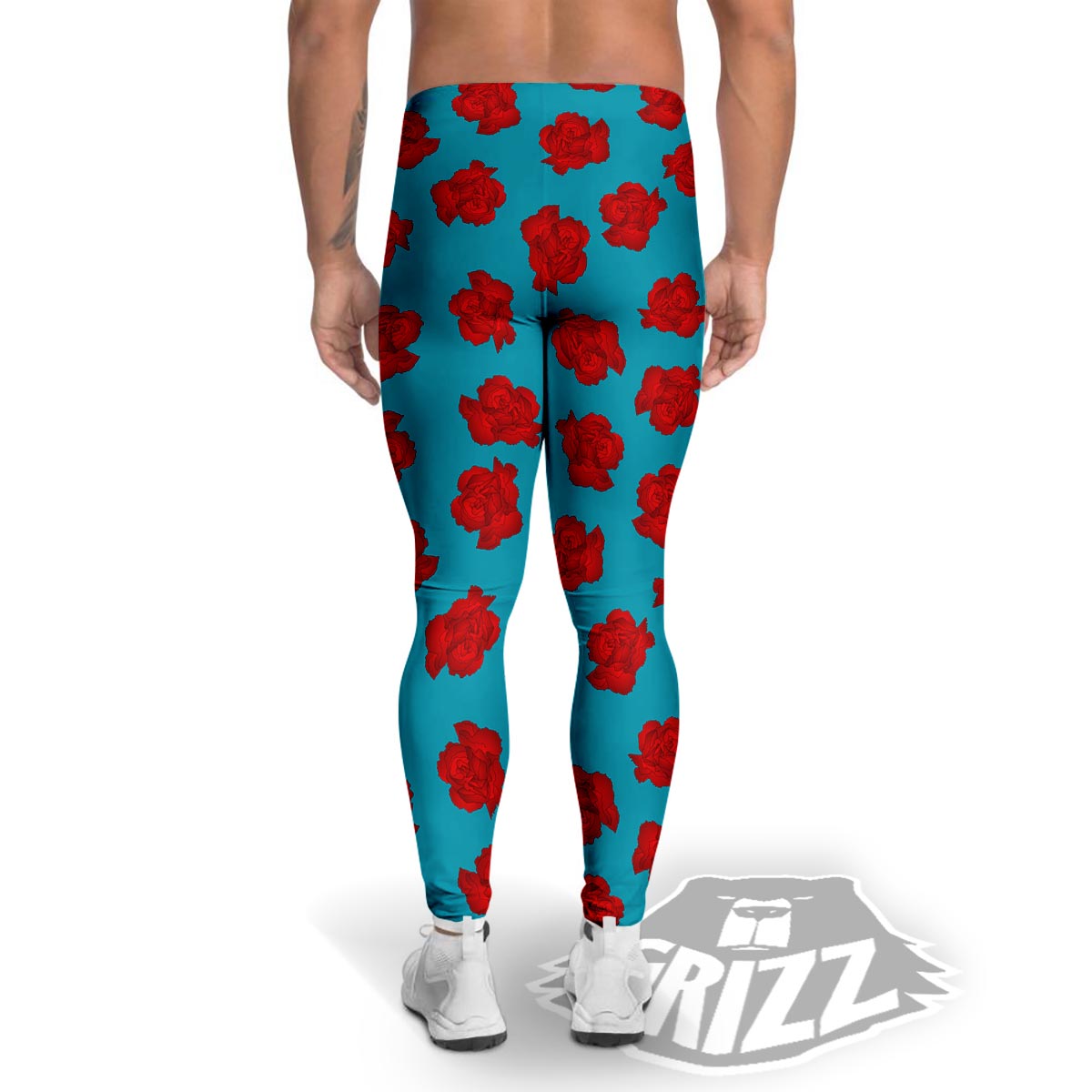 Carnation Blue And Red Print Pattern Men's Leggings-grizzshop