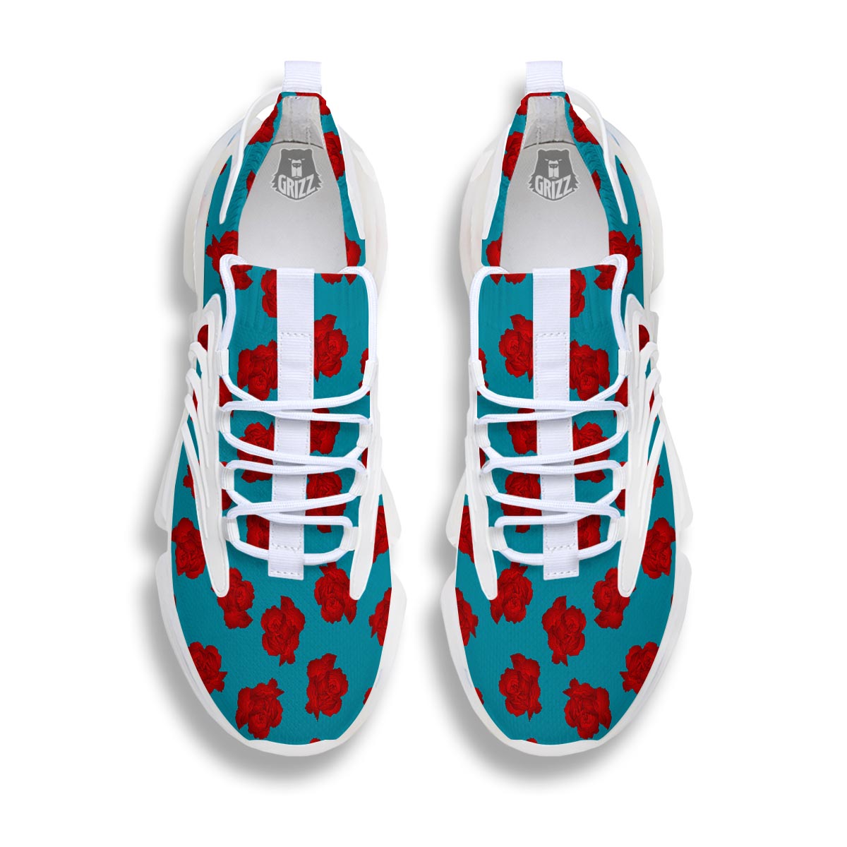 Carnation Blue And Red Print Pattern White Gym Shoes-grizzshop