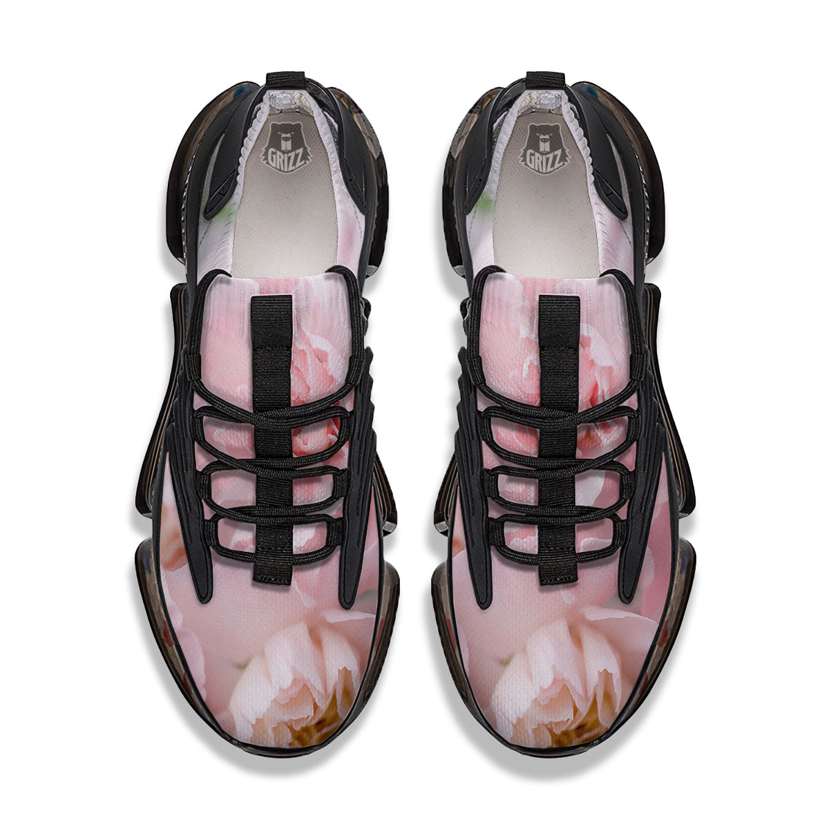 Carnation Flower Pink Print Black Gym Shoes-grizzshop